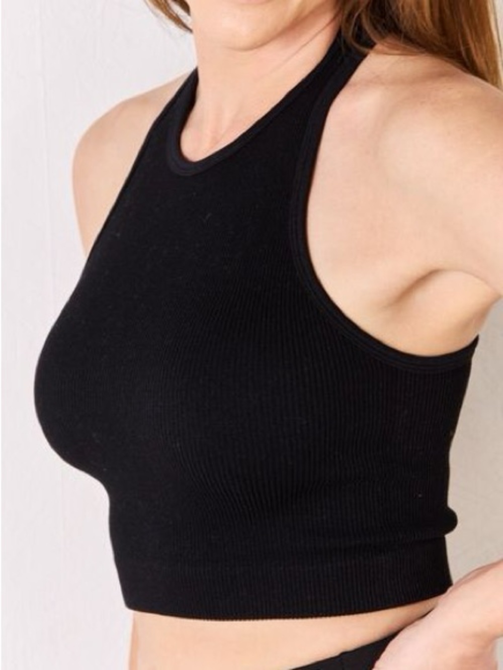 Zenana ribbed, seamless nylon racerback crop tank NEW- no padding - Picture 6 of 8